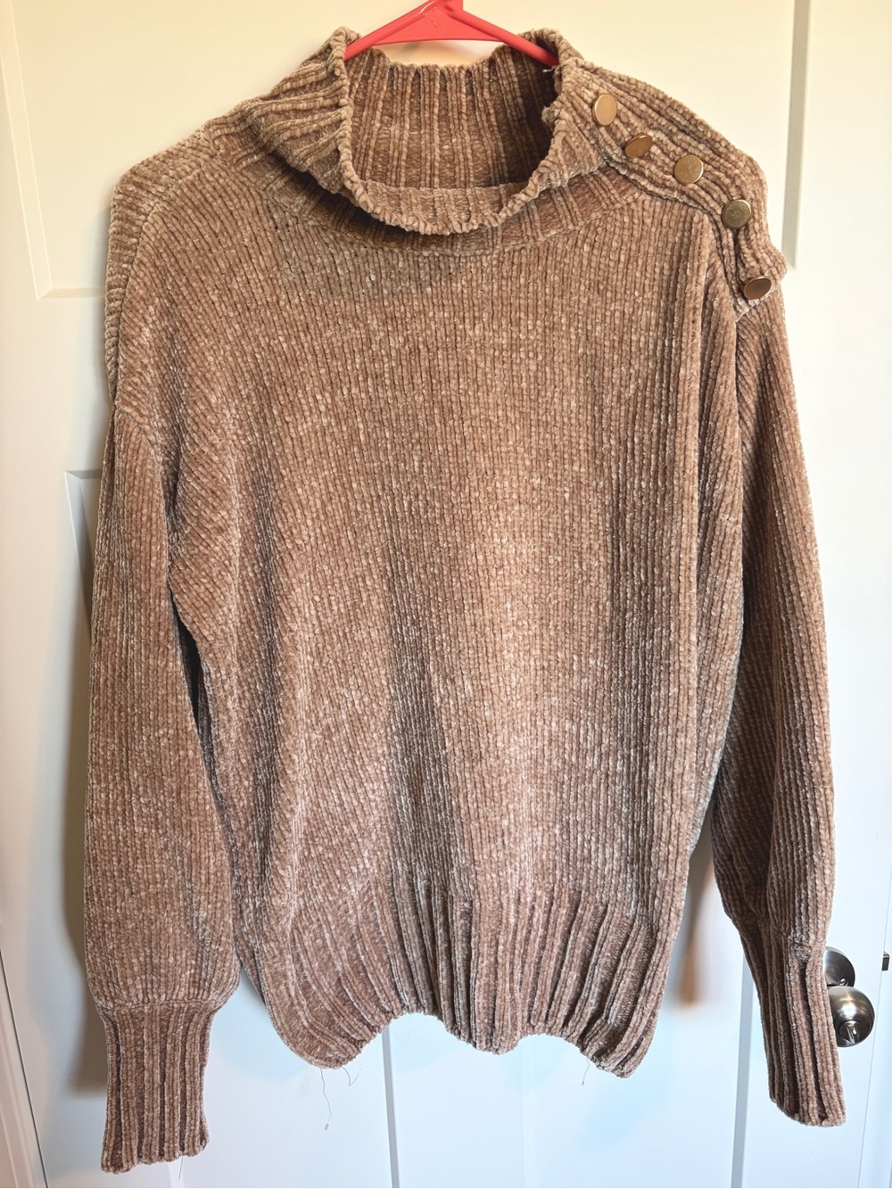 Cynthia Rowley Chenille Turtleneck Sweater Buttons Long Sleeve Women’s Small